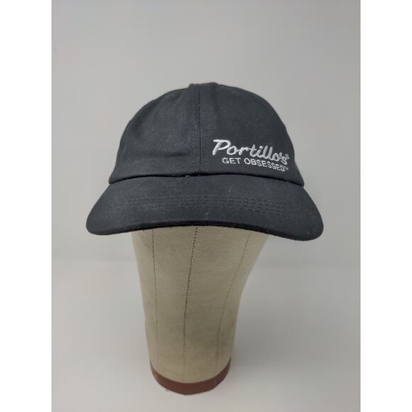 Portillo's Hot Dogs Slideback Hat Adjustable Black Embroidered Logo - Picture 2 of 9